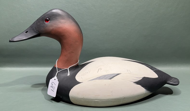 EDDIE DEAN DECORATIVE CANVASBACK DRAKE HOOPERS ISLAND: 16" LONG