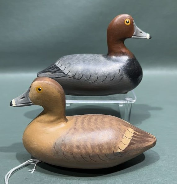 PAIR OF ROBERT LITZENBERG MINIATURE REDHEAD: 5-1/2" LONG