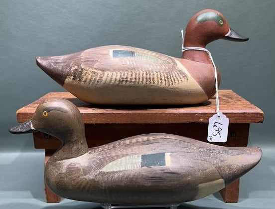 PAIR OF PAUL GIBSON GREEN-WINGED TEAL DECOYS: 12-1/2" LONG