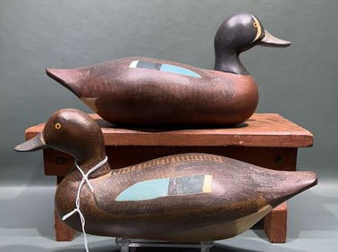PAIR OF PAUL GIBSON BLUE-WINGED TEAL DECOYS