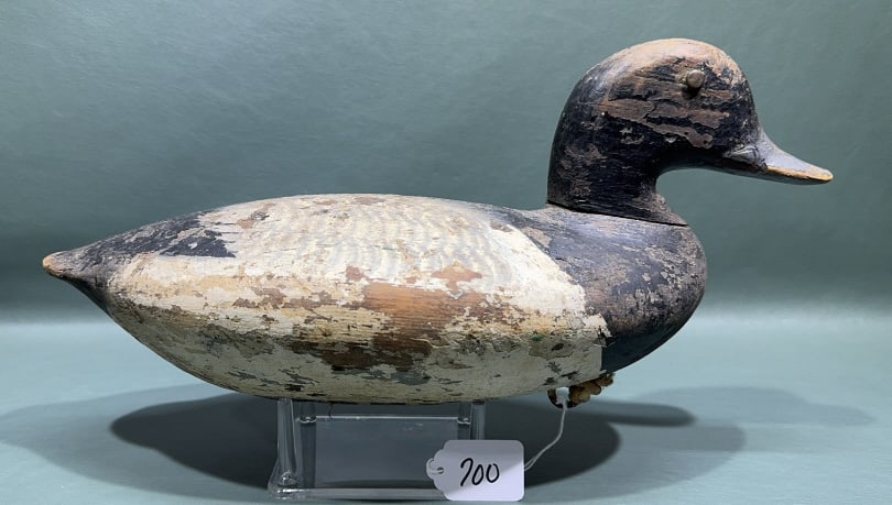 ANTIQUE UPPER BAY BLUE BILL DECOY: 14-1/2" LONG