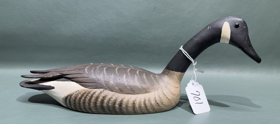 DAVE STAVELY MINIATURE SWIMMING GOOSE: 12" X 4-1/2"