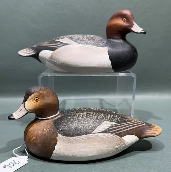 PAIR OF CHARLIE JOINER MINIATURE REDHEADS SIGNED & DATED: 8" LONG