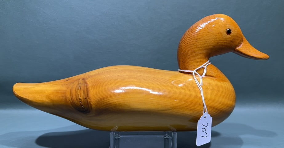 CHARLIE JOINER NATURAL FINISH DUCK DECOY S/D 1975: 15" LONG