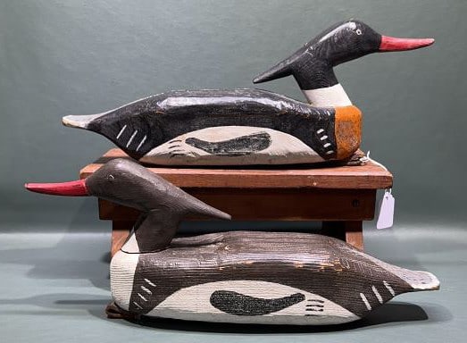 PAIR OF HOOPER'S ISLAND MERGANSERS: 17 1/2" LONG