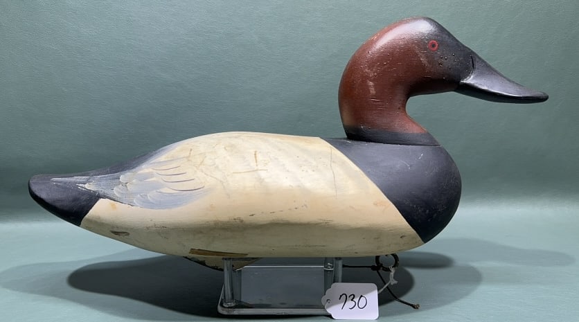 CHARLIE JOINER CANVASBACK DRAKE DECOY: 16 1/2" LONG