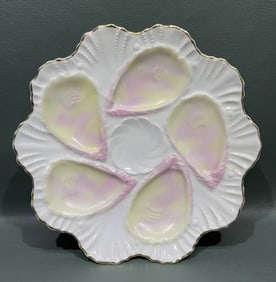 ANTIQUE HAND PAINTED OYSTER PLATE