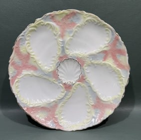 ANTIQUE HAND PAINTED OYSTER PLATE