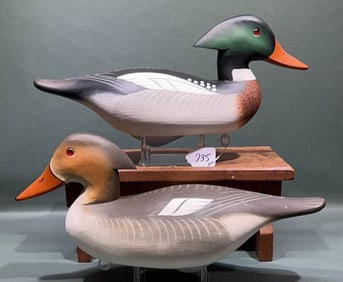 PAIR OF CHARLIE JOINER MERGANSER DECOYS