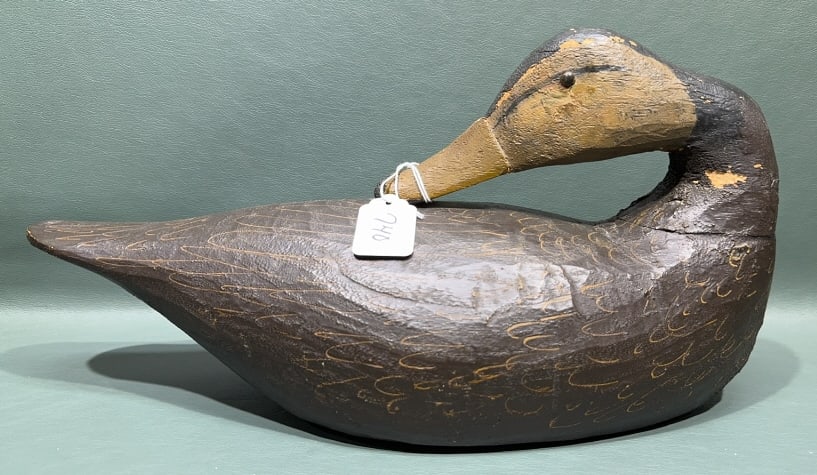 RARE MILES HANCOCK SLEEPING BLACK DUCK: 15" LONG