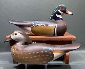 PAIR CHARLIE JOINER DECORATIVE WOODDUCKS