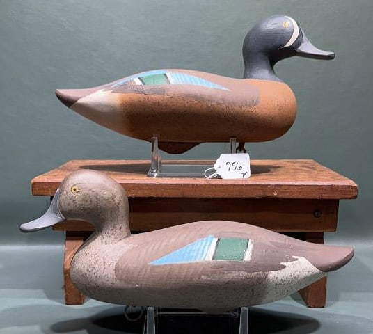 PAIR R MADISON MITCHELL BLUE WINGED TEAL: SIGNED & DATED 1975 ~ 12 1/2" LONG