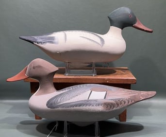 PAIR JIM PIERCE MERGANSER DECOYS