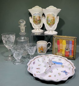 PORCELAIN & CRYSTAL DECANTER LOT