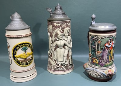 3 VARIOUS GERMAN BEER STEINS