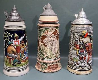 3 VARIOUS GERMAN BEER STEINS