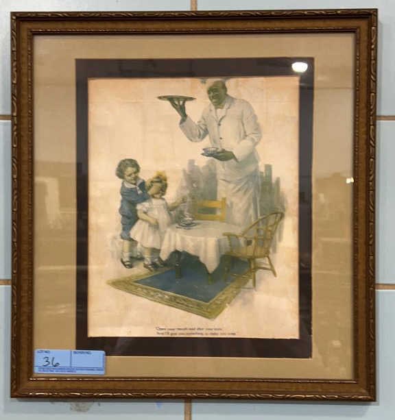 FRAMED CREAM OF WHEAT ADVERTISING: 18" X 17"
