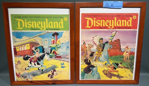 2 FRAMED VINTAGE DISNEYLAND MAGAZINES FOR BEGINNIN