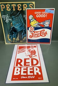 3 VARIOUS ADVERTISING SIGNS
