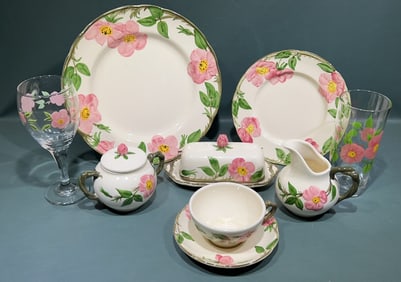 LARGE SET OF FRANCISCAN DESERT ROSE DISHES