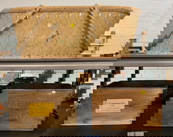 2 ADVERTISING BOXES & BASKET LOT