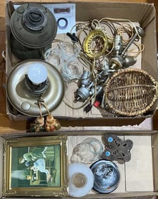 ANTIQUE OIL LAMPS & SHADE LOT