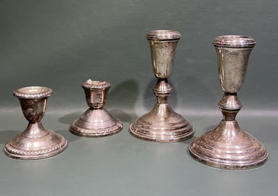2 PAIR OF STERLING CANDLESTICKS