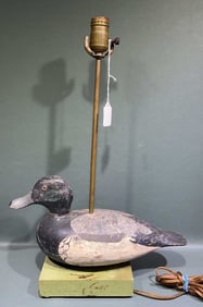 HAND CARVED BLUEBILL LAMP