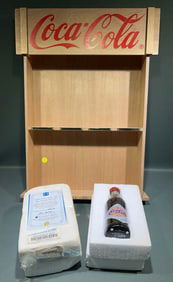 COCA-COLA DISPLAY CABINET, BOTTLES, & SANTA