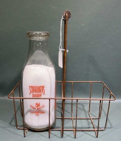 SCHAUBER'S DAIRY MILK BOTTLES& CARRIER