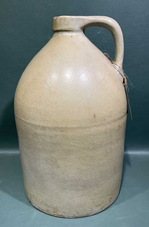 ELVERSON-SHERWOOD & BARKER STONEWARE JUG: 11" TALL