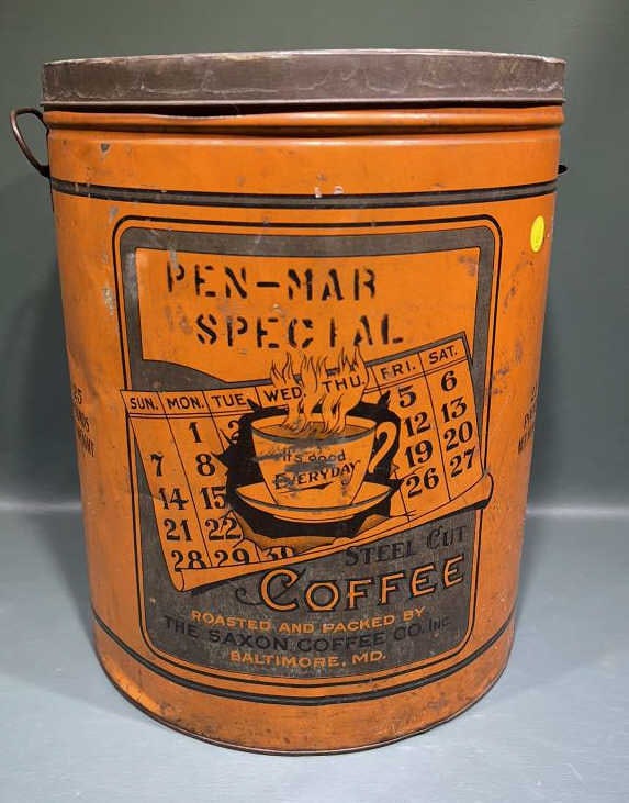 BALTIMORE MD, SAXON COFFEE CO.  ADVERTISING TIN (1 of 3)