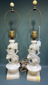 PAIR OF ALABASTER TABLE LAMPS