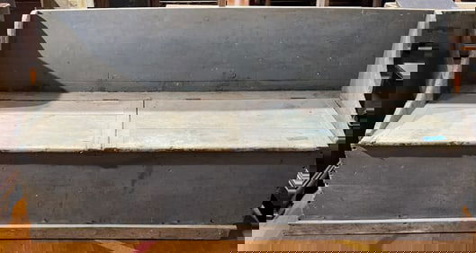 ANTIQUE COUNTRY PAINT DECORATED BENCH / FEED BIN