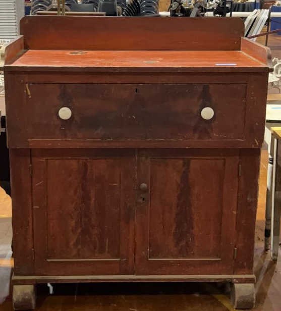 19TH CENTURY JELLY CUPBOARD W/ RED WASH (1 of 6)