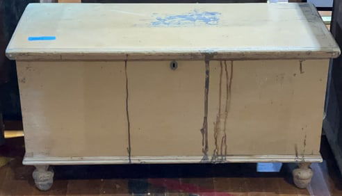ANTIQUE DOVETAILED BLANKET CHEST W/ ACORN FEET