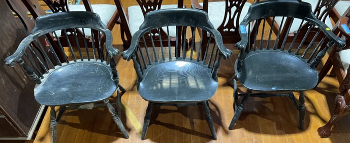 3 WINDSOR ARM CHAIRS