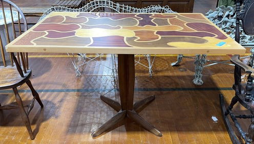 MID CENTURY MODERN INLAID TOP TABLE