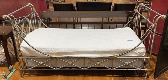 MAISON JANSEN STEEL & BRASS DAY BED