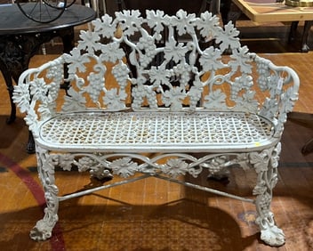 CAST IRON GARDEN BENCH W/ GRAPES