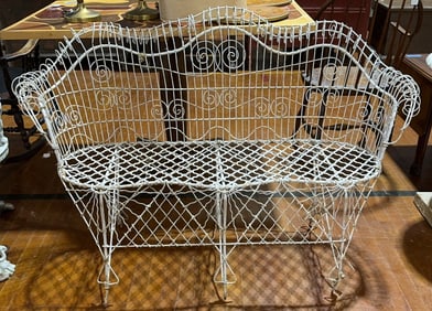 ANTIQUE WIRE GARDEN BENCH