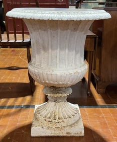 ANTIQUE CAST IRON GARDEN URN