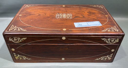 ANTIQUE INLAID ROSE WOOD LAP DESK