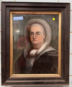ANTIQUE REVERSE PAINTED PORTRAIT OF A WOMEN