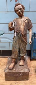ANTIQUE CAST IRON FIGURAL HITCHING POST