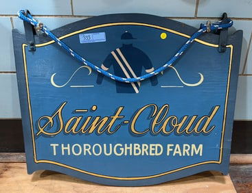 "SAINT CLOUD THOROUGHBRED FARM" WOODEN SIGN