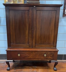 MAHOGANY 2 DOOR CABINET W/ BALL & CLAW FEET