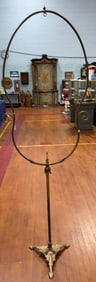 VINTAGE BRASS & CAST IRON BIRD CAGE STAND