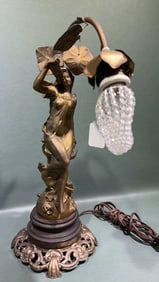 "LA NUIT" PAR A CADER FRANCE SIGNED FIGURE LAMP