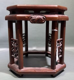 SMALL ORIENTAL WOODEN PLANT STAND/ STOOL